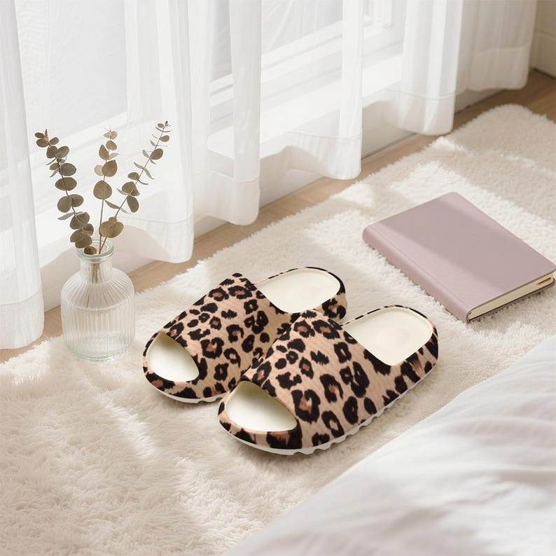 Leopard Print EVA Slides | Yeezy Style Slippers | Unisex Animal Print Sandals | Comfortable Summer Slip-Ons image 5
