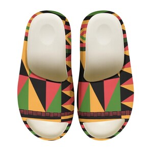 Kente EVA Slippers | African Geometric Pattern | Yeezy Style Slides | Unisex Lightweight Summer Sandals | Tribal Print Slip-On Shoes image 7