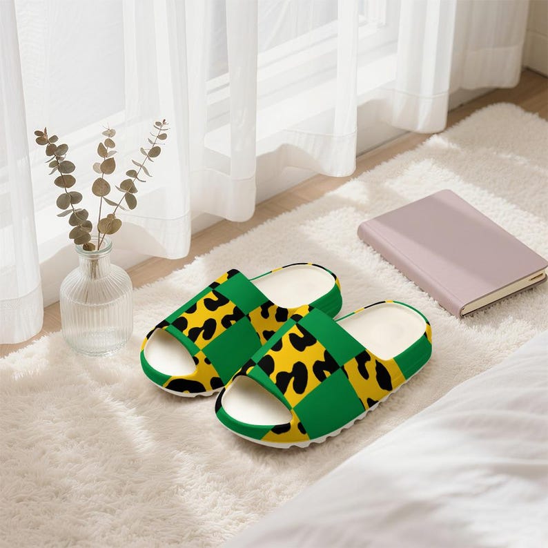 Checkered Animal Print EVA Slippers | Yeezy Style Slides | Unisex Summer Sandals | Lightweight Slip-On Shoes image 4