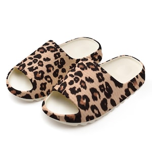 Leopard Print EVA Slides | Yeezy Style Slippers | Unisex Animal Print Sandals | Comfortable Summer Slip-Ons image 3