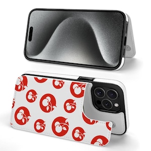 Coque originale unique à imprimé cerises pour iPhone de la série 15, emplacement pour carte intégré, texture lisse au toucher