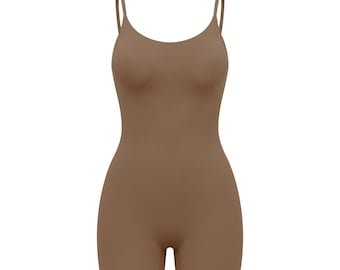 Women's Yoga Romper with Built-In Bra | U-Neck Cami Onesie | Athletic Workout Romper | Activewear Short Jumpsuit | Athleisure Loungewear