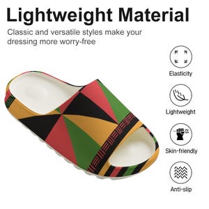 Kente EVA Slippers | African Geometric Pattern | Yeezy Style Slides | Unisex Lightweight Summer Sandals | Tribal Print Slip-On Shoes image 3