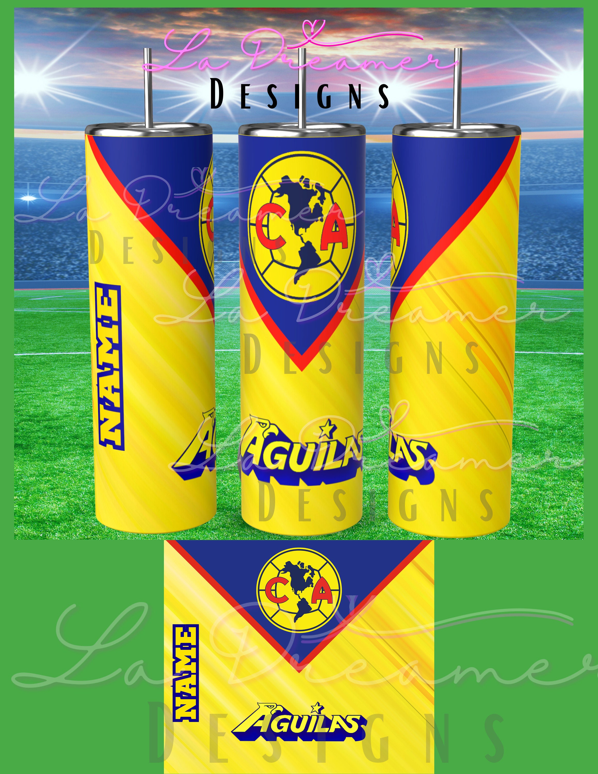 Las Aguilas Del America Tumbler Wrap, Equipo Mexicano Aguilas Tumbler ...