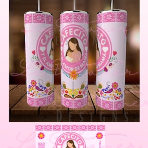 Pink Cafecito y el Amor de Mamá Tumbler Wrap, Mother&#39;s Day Tumbler, Mom Tumbler Wrap, Mama Tumbler Png, Dia de las madresTumbler, Mama Png