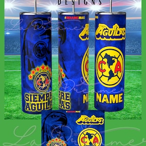 Las Aguilas del America Azul Tumbler Wrap, Equipo Mexicano Aguilas Tumbler Png, Mexican Soccer Team Png, Aguilas del America skinny tumbler