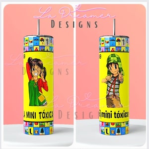 La Mini Toxica y El Mini Toxico tumbler wrap bundle, Spanish tumbler wrap, Mexican tumbler wrap, Skinny tumbler wrap, Mexican design