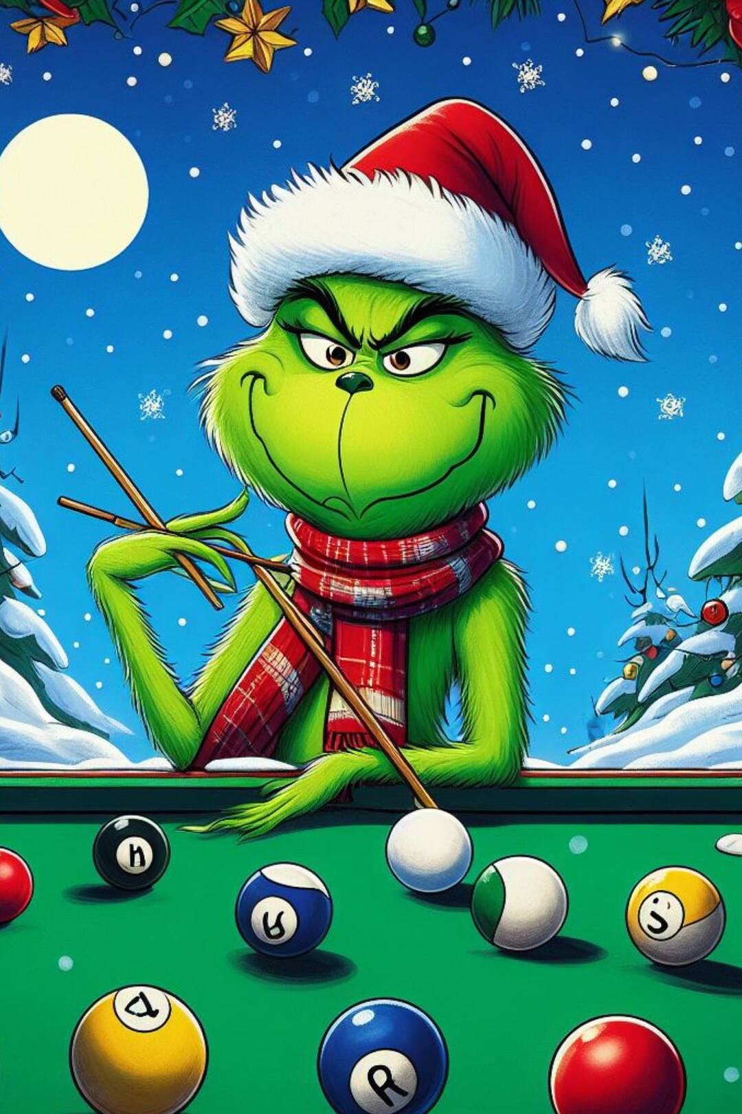 Grinch Playing Billiards PNG - Etsy