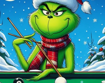 Grinch playing billiards PNG