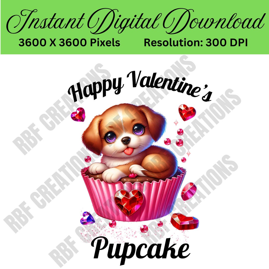 Adorable Puppy Valentine's Day PNG, Cute Valentine's Pupcake PNG Design ...