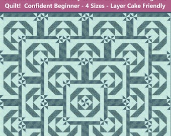 Cascading Tiles Quilt Pattern | Layer Cake Friendly | 4 Size Options - Crib, Lap, Queen, King | Instant PDF Download