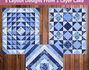 Snel, eenvoudig en leuk quiltpatroon voor een gezellige bankquilt met laagjes - 5 ontwerpen - DIRECT TE DOWNLOADEN