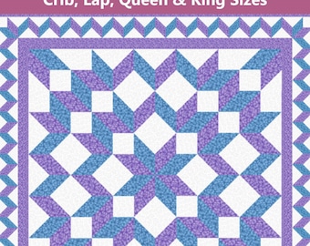 Double Carpenter's Wheel Star Quilt Pattern 4 Finished Size Options Crib Lap Queen & King INSTANT DOWNLOAD