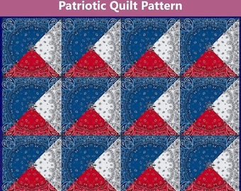 Big Block Bandana Quilt Pattern - Patriotic Quilt Pattern - INSTANT DOWNLOAD
