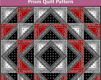Patrón de colcha de bandana de bloque grande - Patrón de colcha Prism - DESCARGA INSTANTÁNEA