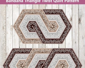 Bandana Quilted Table Runner - Bandana Triangle Twist Quilt Pattern - INSTANT DOWNLOAD