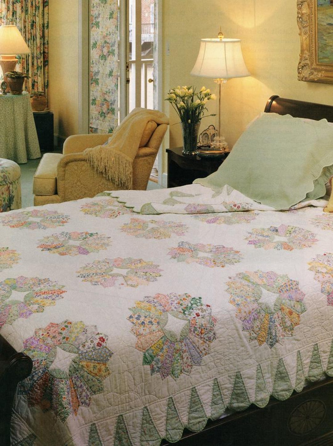 Quilt Pattern Fancy Dresden Plate Includes Applique Templates 74" X