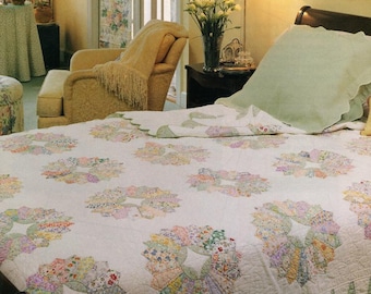 Quilt Pattern Fancy Dresden Plate - Includes Applique Templates - 74&quot; x 90&quot; - PDF Instant Digital Download