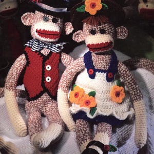 Crochet Pattern Cute & Adorable Sock Monkeys - PDF Instant Digital Download