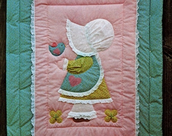 Quilt Pattern Cute & Adorable Amy Sunbonnet Easy Applique Baby / Crib Quilt - Instructions + Applique Pieces - PDF Instant Digital Download