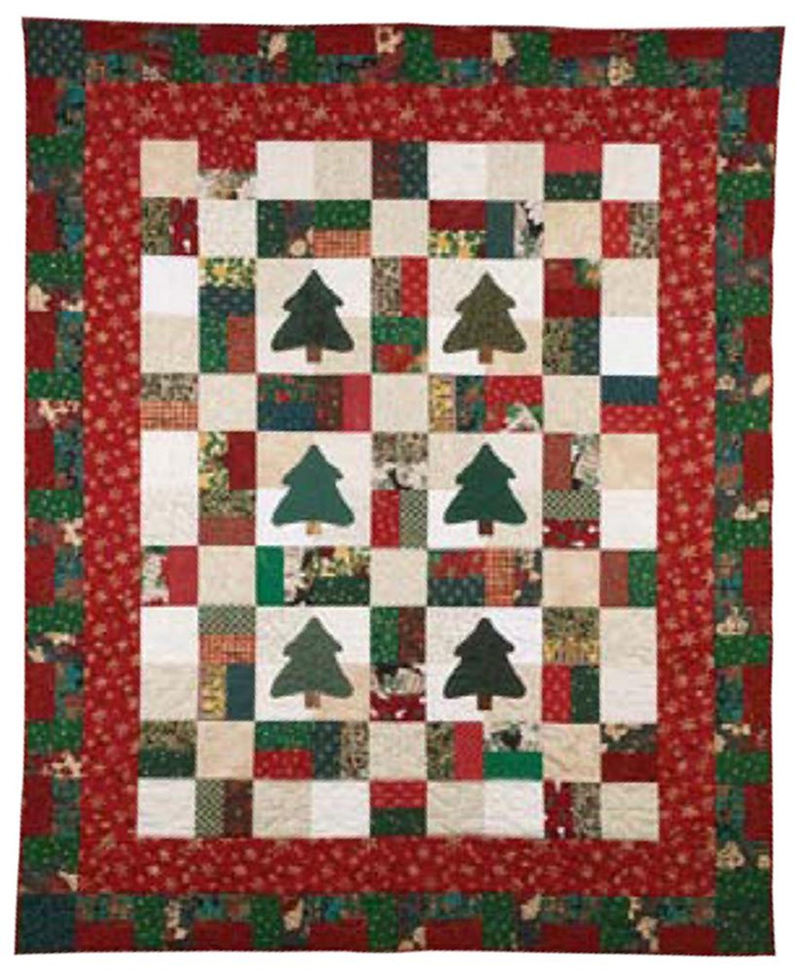 Quilt Pattern Scrappy 9-patch Christmas Tree Quilt - Includes Tree ...