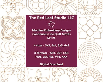 Set #5 - Continuous Line Quilt Motifs Machine Embroidery Designs - INSTANT DOWNLOAD