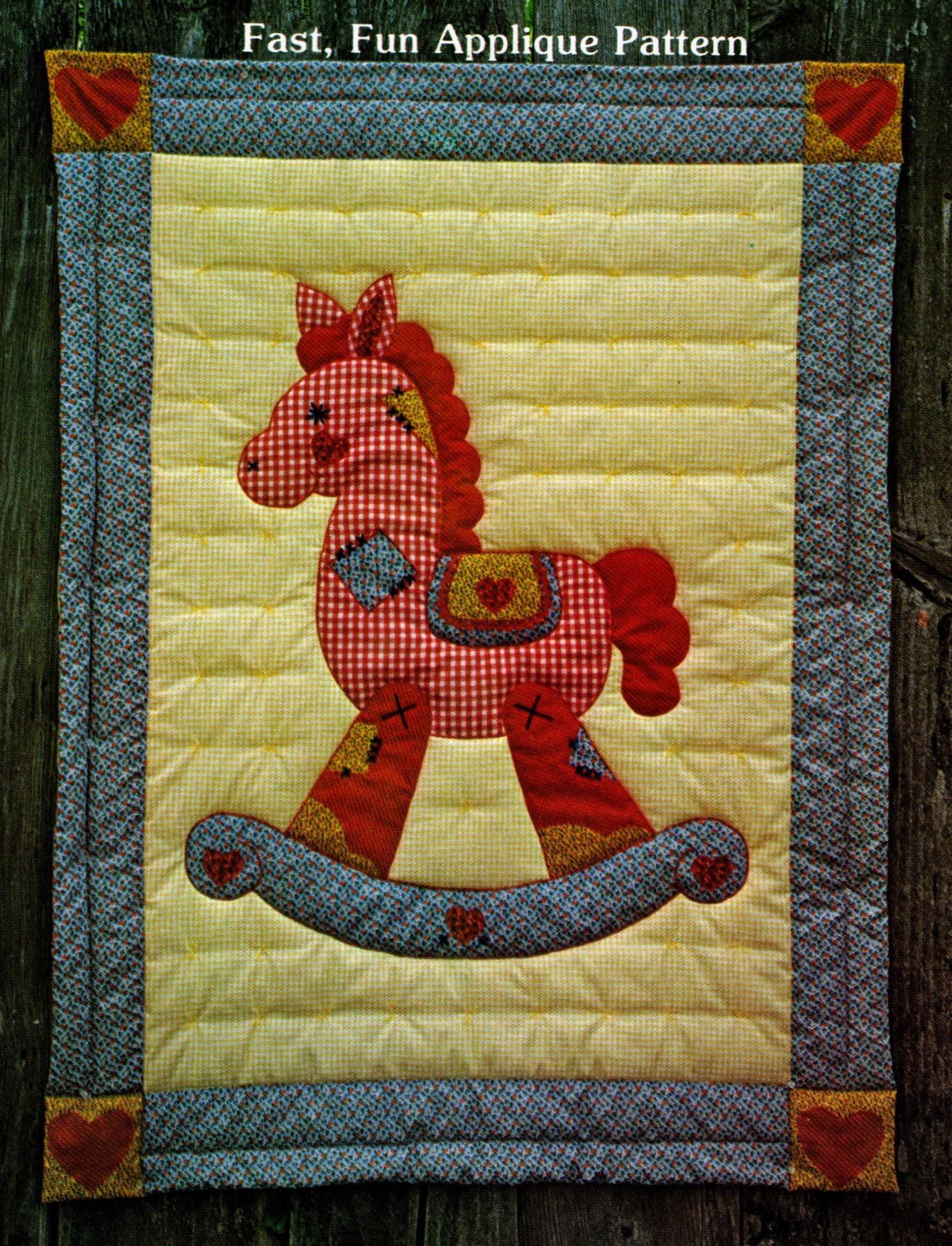 Quilt Pattern Cute & Adorable Rocky Horse Easy Applique Baby / Crib Quilt - Instructions + Applique Pieces - PDF Instant Digital Download