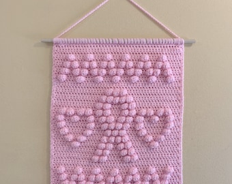 Motif au crochet, tenture murale, ruban de sensibilisation au cancer, crochet DIY, conception #2 TÉLÉCHARGEMENT IMMÉDIAT
