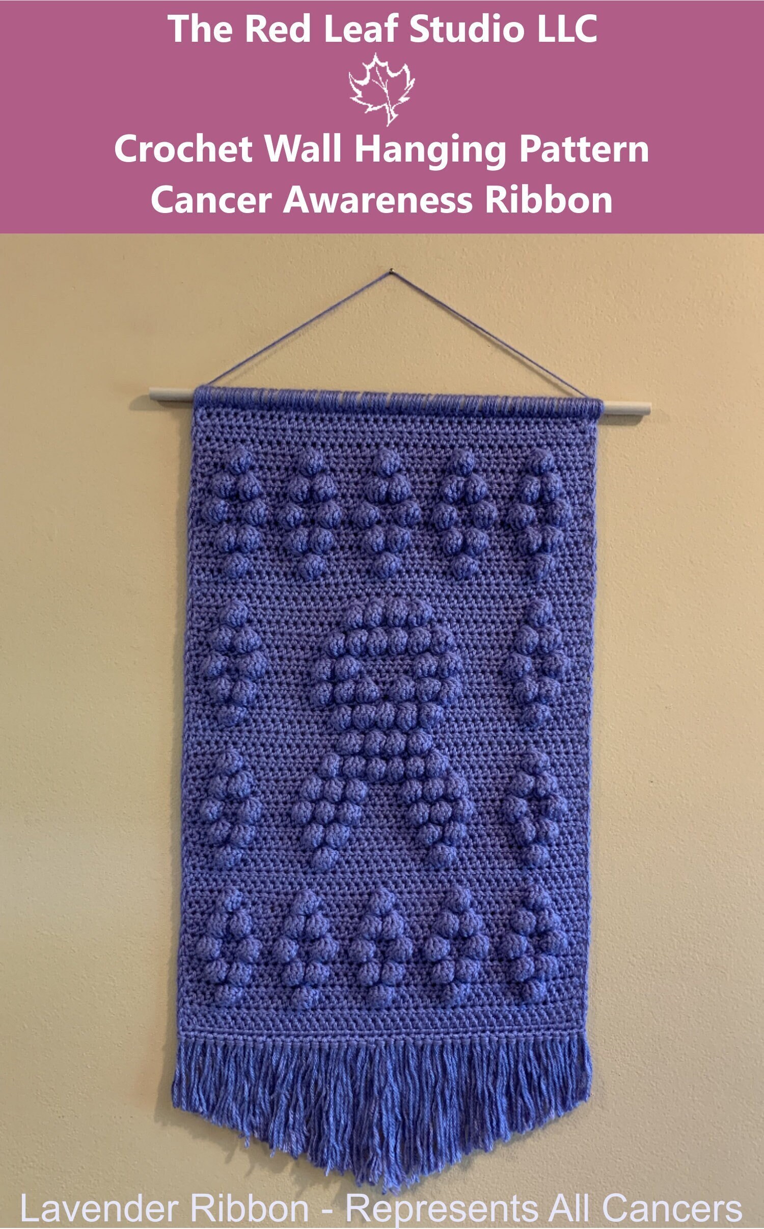 Crochet Pattern Wall Hanging Cancer Awareness Ribbon Crochet DIY Design ...
