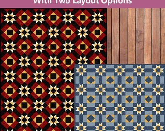 Vintage Stars and Squares Quilt Pattern INSTANT DOWNLOAD