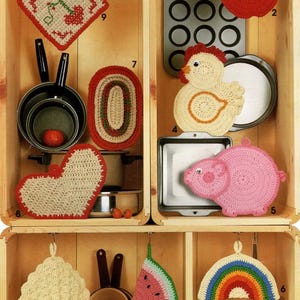 Crochet Pattern 9 Fast & Easy Crocheted Potholders / Oven Mitts - PDF Instant Digital Download