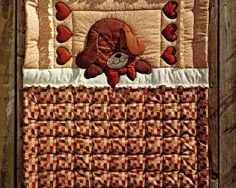 Quilt Pattern Cute & Adorable Puppy Love Easy Applique Baby / Crib Quilt - PDF Instant Digital Download