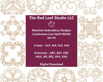 Set #4 - Continuous Line Quilt Motifs Machine Embroidery Designs - INSTANT DOWNLOAD