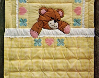 Quilt Pattern Cute & Adorable Sleepy Teddy Easy Applique Baby / Crib Quilt - Instructions + Applique Pieces - PDF Instant Digital Download