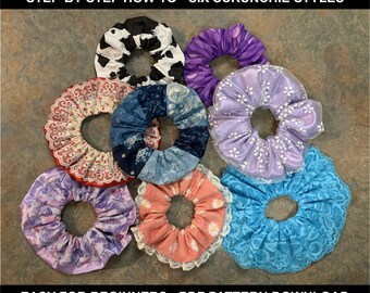 DIY Hair Scrunchies - 6 Styles  Sewing Patterns - INSTANT DOWNLOAD