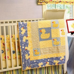 Quilt Pattern Ducky Love Baby / Crib Quilt - Includes Applique Duck Templates - PDF Instant Digital Download