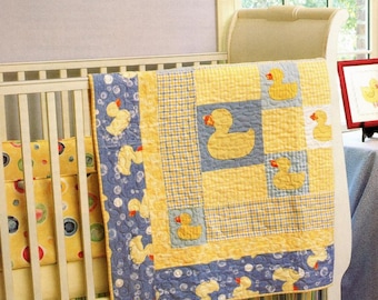 Quilt Pattern Ducky Love Baby / Crib Quilt - Includes Applique Duck Templates - PDF Instant Digital Download