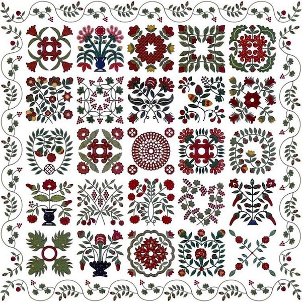 Mary Mannakee Style Baltimore Album Quilt Applique Machine Embroidery Designs INSTANT DOWNLOAD