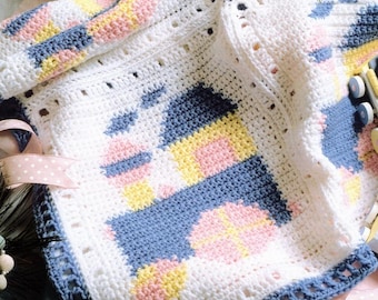Modèle au crochet pour bébé/couverture de lit de bébé/afghan - Adorable couverture pour bébé Choo Choo - Rapide et facile - PDF à téléchargement numérique instantané