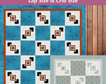 Vintage Three Squared Quilt Pattern Baby/Crib, Lap Sizes - INSTANT DOWNLOAD