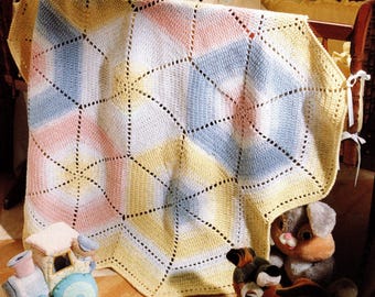 Patron au crochet pour bébé / berceau afghan / couverture - moulinets pastel rapides et faciles - PDF à téléchargement numérique instantané