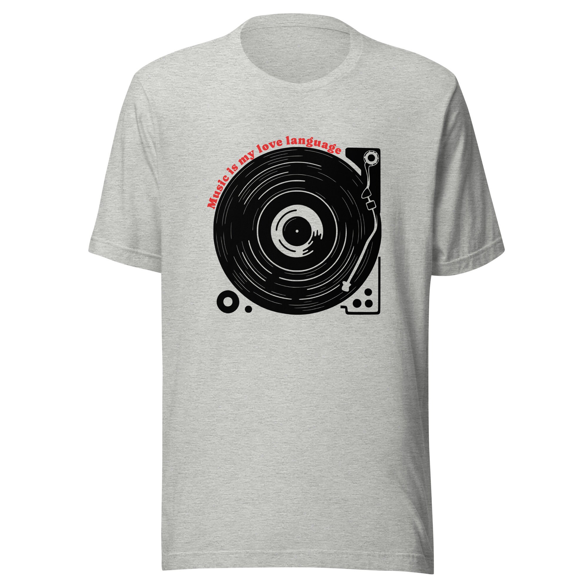 Music is My Love Language Vinyl Record Graphic Tee DJ Spinning