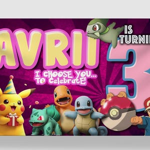 PIKACHU -  I Choose You! -  Birthday Banner, Printed & Shipped