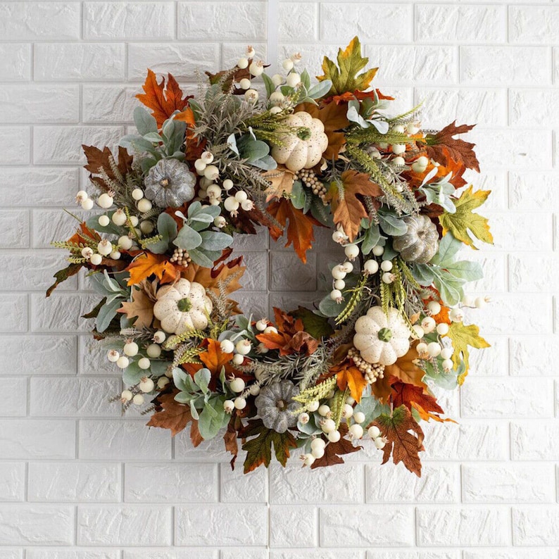 Autumn Fall Wreath, Front Door Wreath, Thanksgiving Wreath, Autumn Door Wreath, New Year Wreath