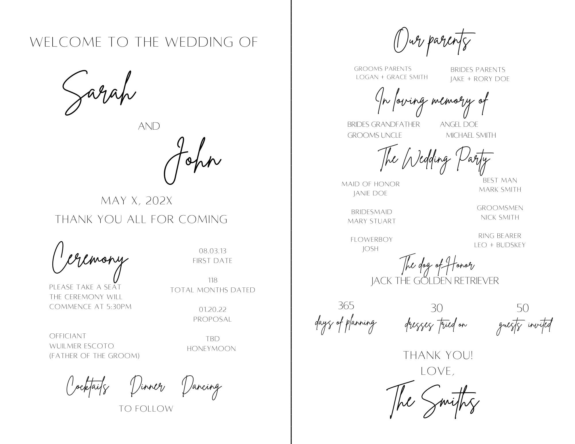 Wedding Program Fan Template DOWNLOAD Fully Customizable Etsy