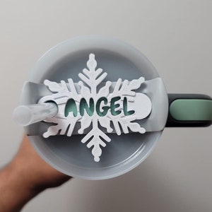 Snowflake Tumbler Topper Custom Nameplate Tumbler Topper Personalized Name Plate H2.0 Quencher Lid Tag Custom Name Tag