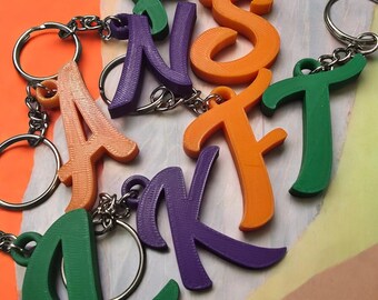 3D Printed Custom Initial Keychain, Personalized Letter Tag