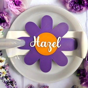 Personalized Tumbler Topper Flower Custom Nameplate Tumbler Topper Personalized Name Plate H2.0 Quencher Lid Tag Custom Name Tag