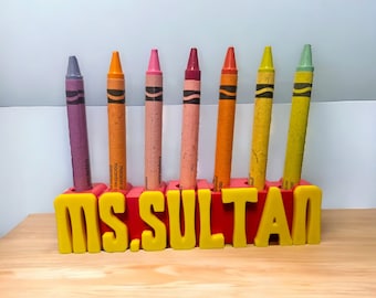 Teacher Pen Holder Gift Personalized Teachers Gifts 3D printed Stationary Desk Decor Office Fun Gifts Personalized Name Pen Holder