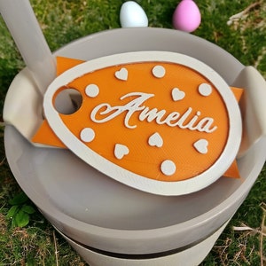 20, 30, 40 oz. Egg Shape Personalized Name plate for H2.0 3D Printed Tumbler Topper Name Plate Custom Name Tag Topper Lid Custom Tumbler Lid